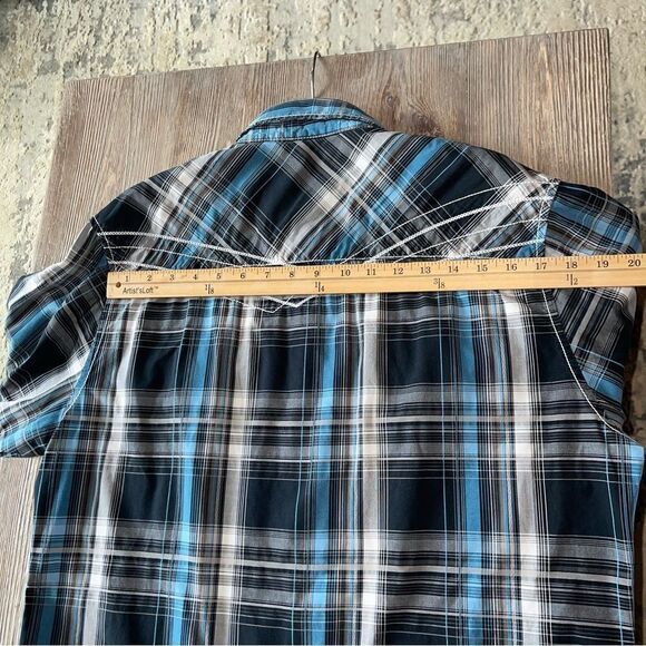 Buckle Black Blue Plaid Long Sleeve Snap DowLarge Men’s - Picture 13 of 16